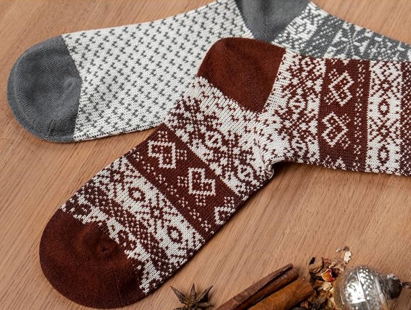 FOOTNOTE Norwegersocken Eliot (2-Paar) grau und rot, 40% Wolle – Bild 5 von 5