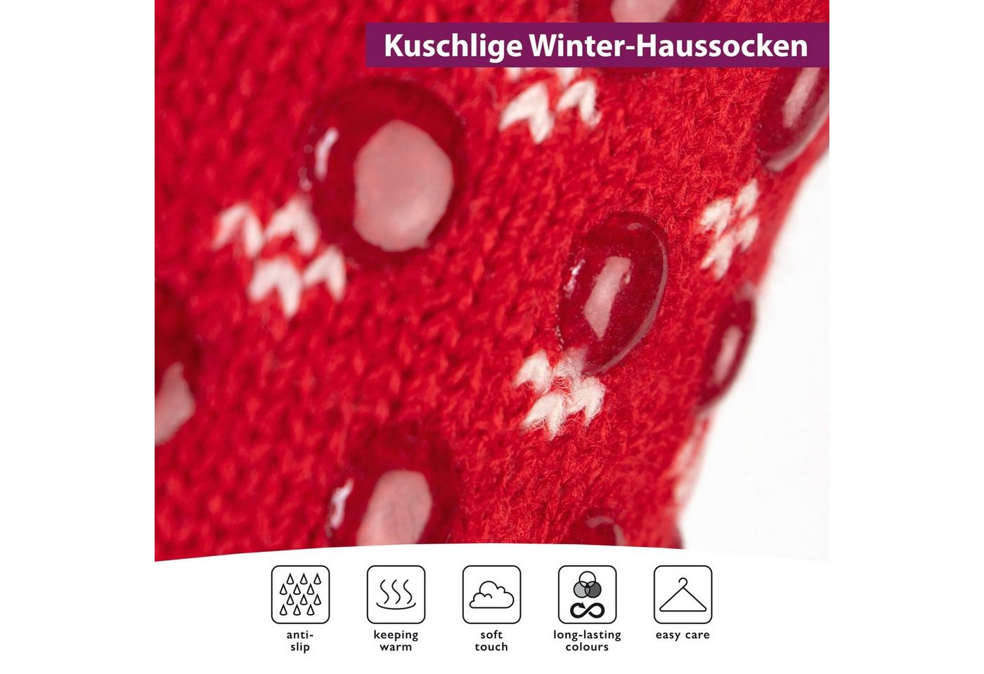 Footstar ABS-Socken Winter Haussocken Damen & Herren 1er oder 2er Kuschelsocken – Bild 3 von 5