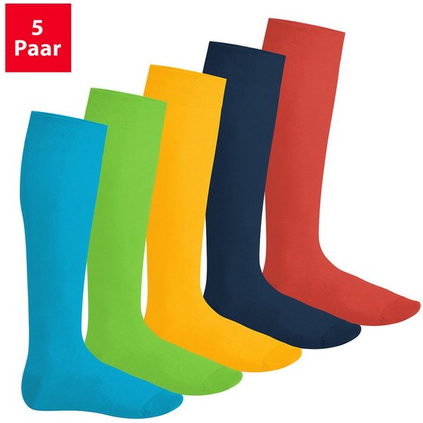 Footstar Langsocken EVERYDAY! 5 PAAR Damen & Herren Kniestrümpfe Lange Socken kniehoch