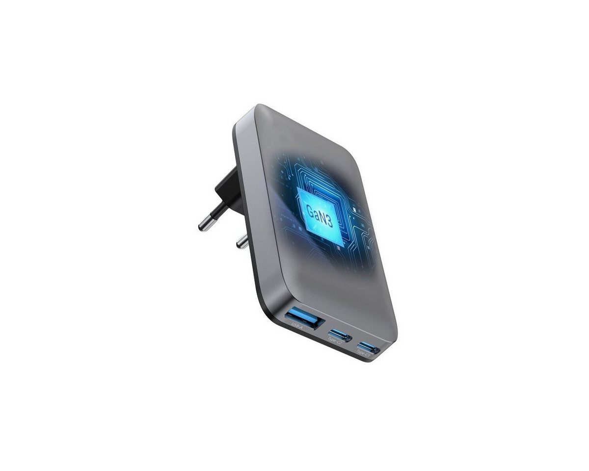 Forcell FORCELL GaN Ladegerät 65W 2x USB-C + USB-A Grau Smartphone-Ladegerät (Ladegerät mit 65W Schnellladeleistung) – Bild 2 von 5