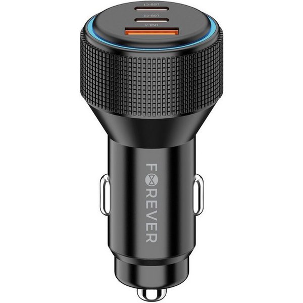 Forever CC-07-66ACC KFZ-Adapter Zigarettenanzünder Stecker zu USB C, USB A, 66 W Autoladegerät mit 2x USB C, 1x USB A, PD und QC