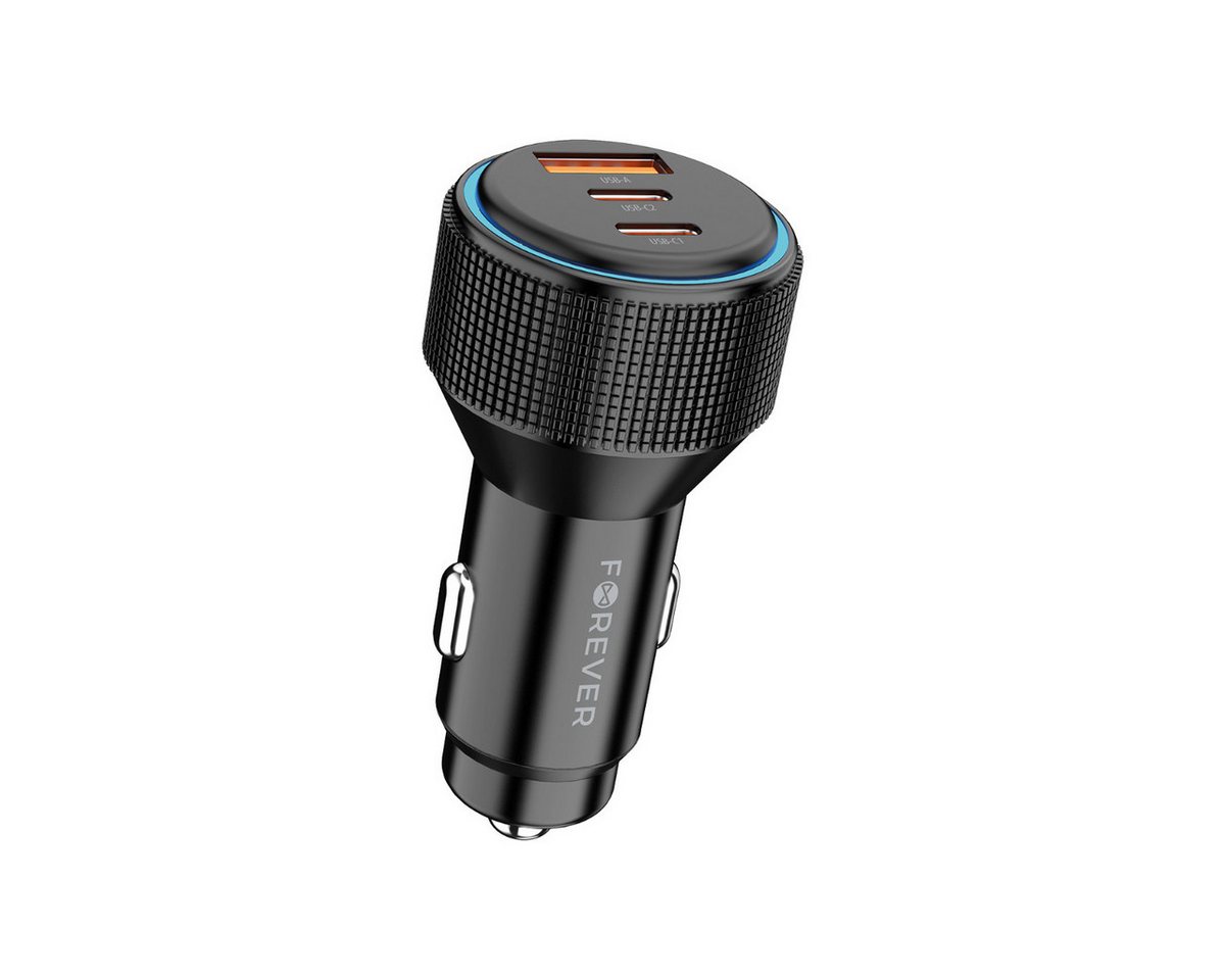 Forever CC-07-66ACC KFZ-Adapter Zigarettenanzünder Stecker zu USB C, USB A, 66 W Autoladegerät mit 2x USB C, 1x USB A, PD und QC – Bild 2 von 4