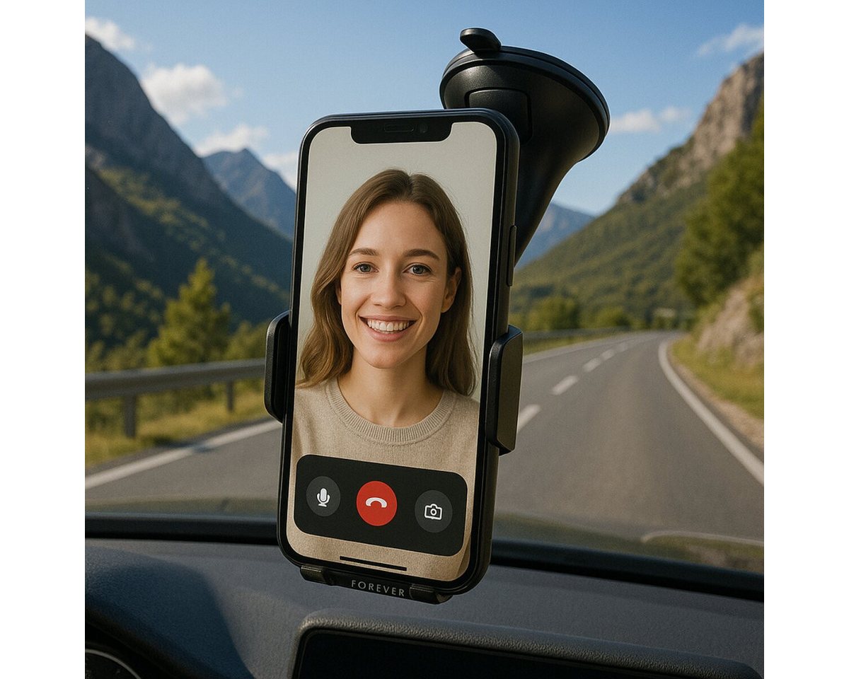 Forever Smartphone-Halterung CH-100 Auto-Handyhalterung Schwarz mit Saugnapf und 360°-Drehkopf, (bis 6,5 Zoll, Einzelartikel, Einzelartikel, 360°-Drehkopf mit v – Bild 3 von 5