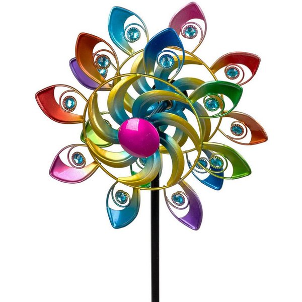 formano Gartenfigur Buntes Windrad Garten Metall Windspiel Windmühle 109 cm