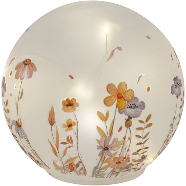 formano LED Dekolicht Deko Kugel Glas Wiesenblumen 15 cm matte Glasleuchte mit Blumen-Dekor, LED fest integriert