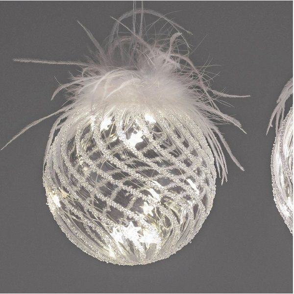 formano LED Dekolicht Weihnachtskugel LED mit Timer Glaskugel 12cm zum Hängen Hängedeko, LED fest integriert