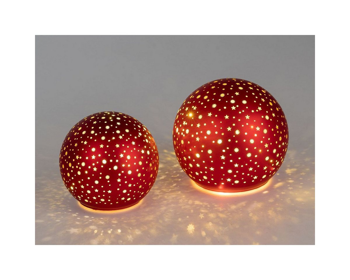 formano LED Dekoobjekt Red Stars, Rot D:10cm Glas, LED fest integriert, Warmweiß, LED betrieben – Bild 2 von 2