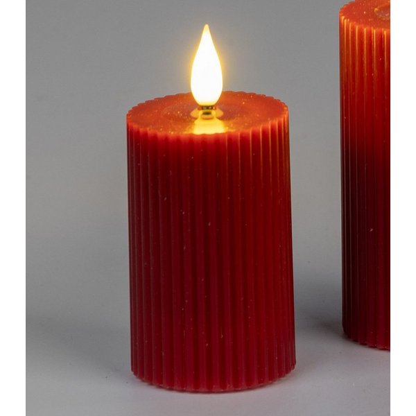 formano LED-Kerze Streifen, LED, Höhe: 8cm, Farbe: Rot, Motiv: Rillen