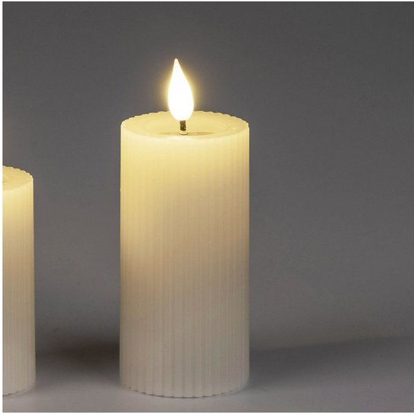 formano LED-Kerze Streifen, LED, Mit Timerfunktion, Creme, Rillen, H: 10cm