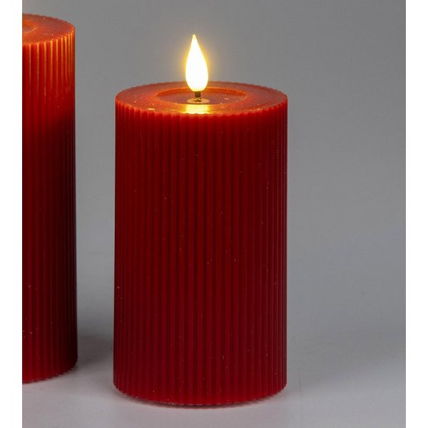 formano LED-Kerze Streifen, LED, Höhe: 15cm, Farbe: Rot, Motiv: Rillen
