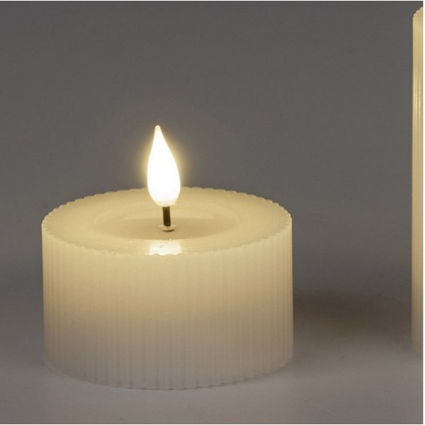 formano LED-Kerze Streifen, LED, Mit Timerfunktion, Creme, Rillen, H: 4cm