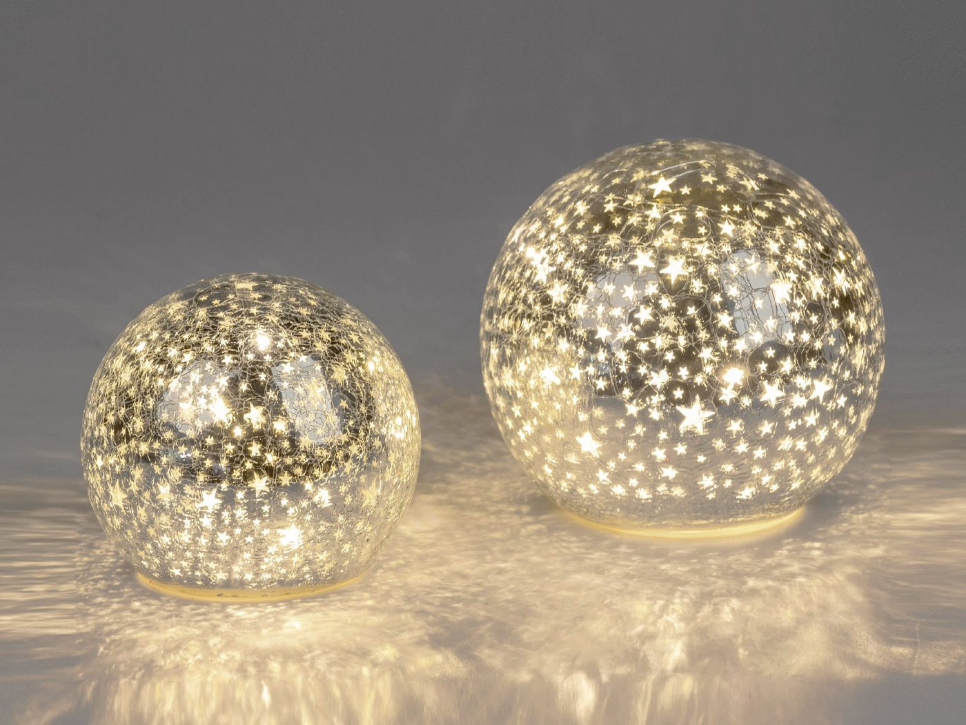 formano LED Kugelleuchte Sterne, LED, Mit Timerfunktion, Silber, Sterne, H: 12cm – Bild 3 von 3