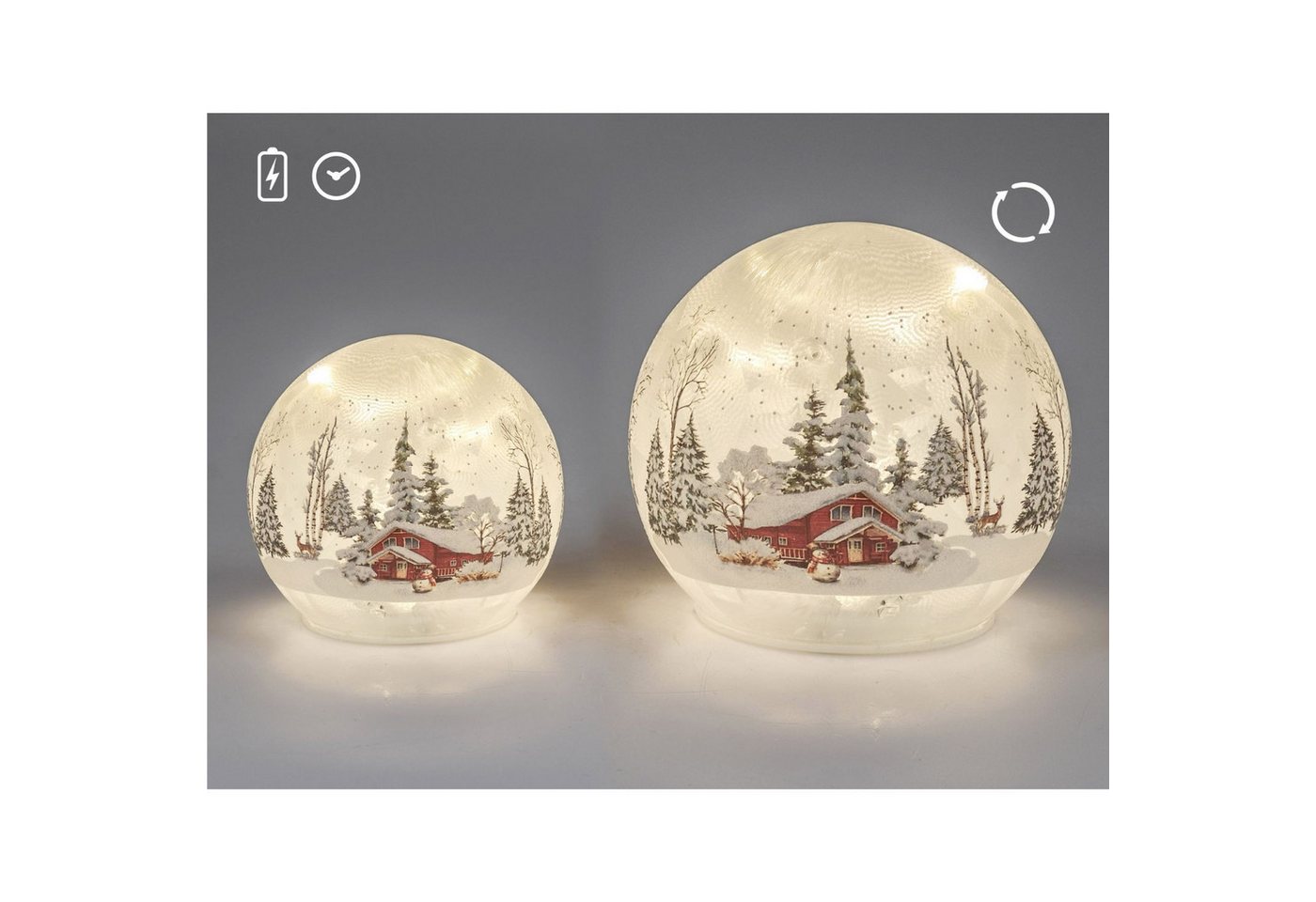 formano LED Kugelleuchte Winterlandschaft, LED, Mit Timerfunktion, Weiß, Winterlandschaft, H: cm – Bild 2 von 5