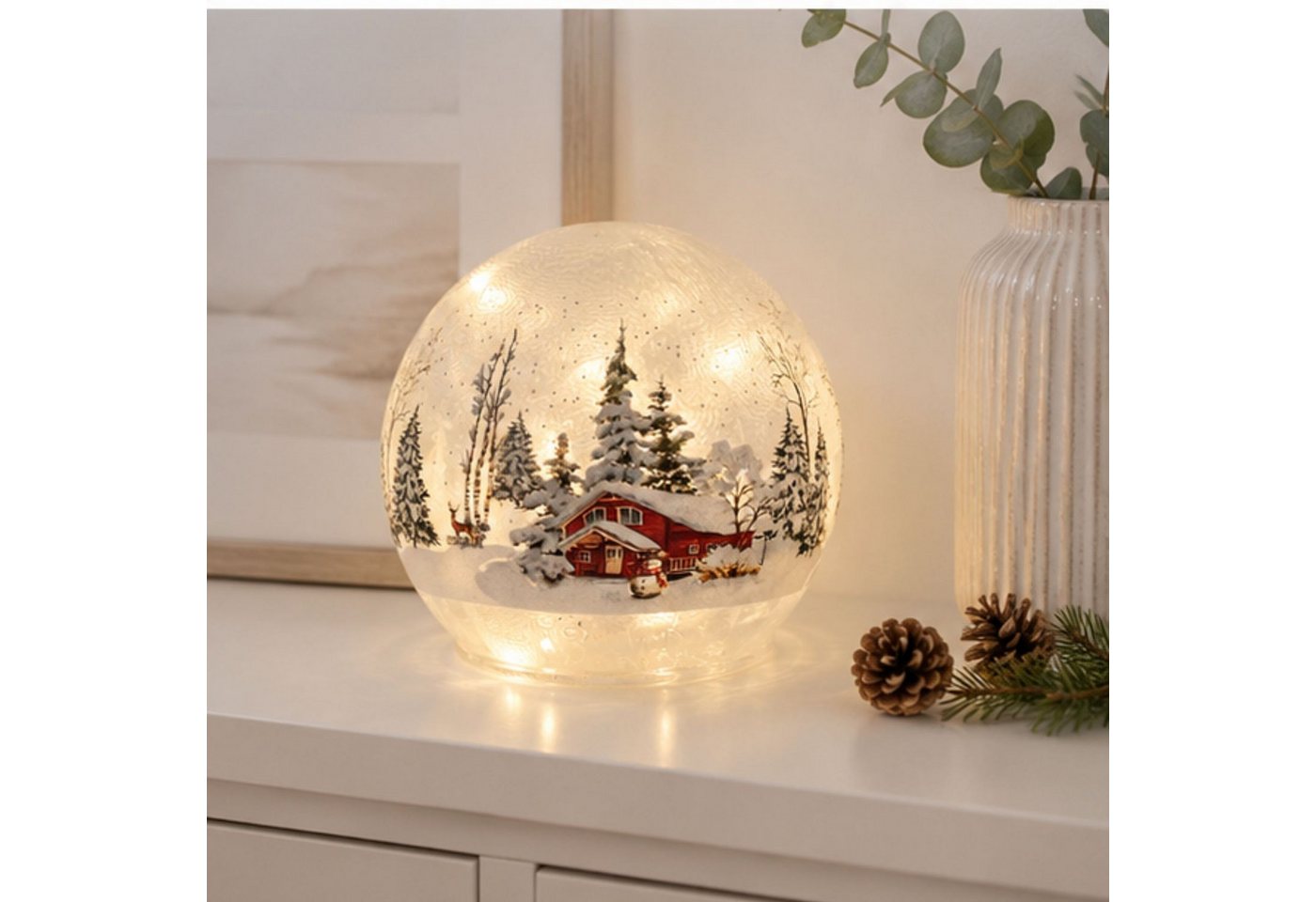 formano LED Kugelleuchte Winterlandschaft, LED, Mit Timerfunktion, Weiß, Winterlandschaft, H: cm – Bild 5 von 5