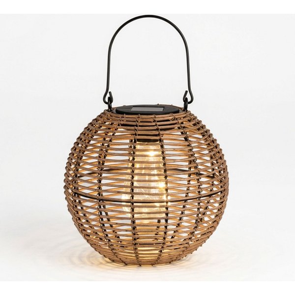 formano LED Laterne Solarlaterne Garten LED Metall 19 cm Rattan-Optik warmweiß Licht IP44, LED fest integriert