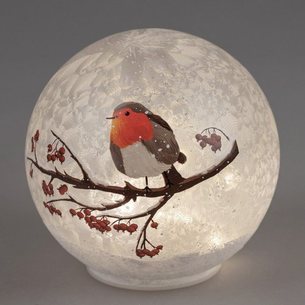 formano Tischleuchte Winterzeit, LED, Mit Timerfunktion, Weiß, Rotkehlchen, H: cm