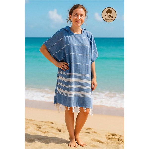 Formeya Bademantel Strandponcho Bademantel, Pestemal Poncho aus Baumwolle & Saunatuch