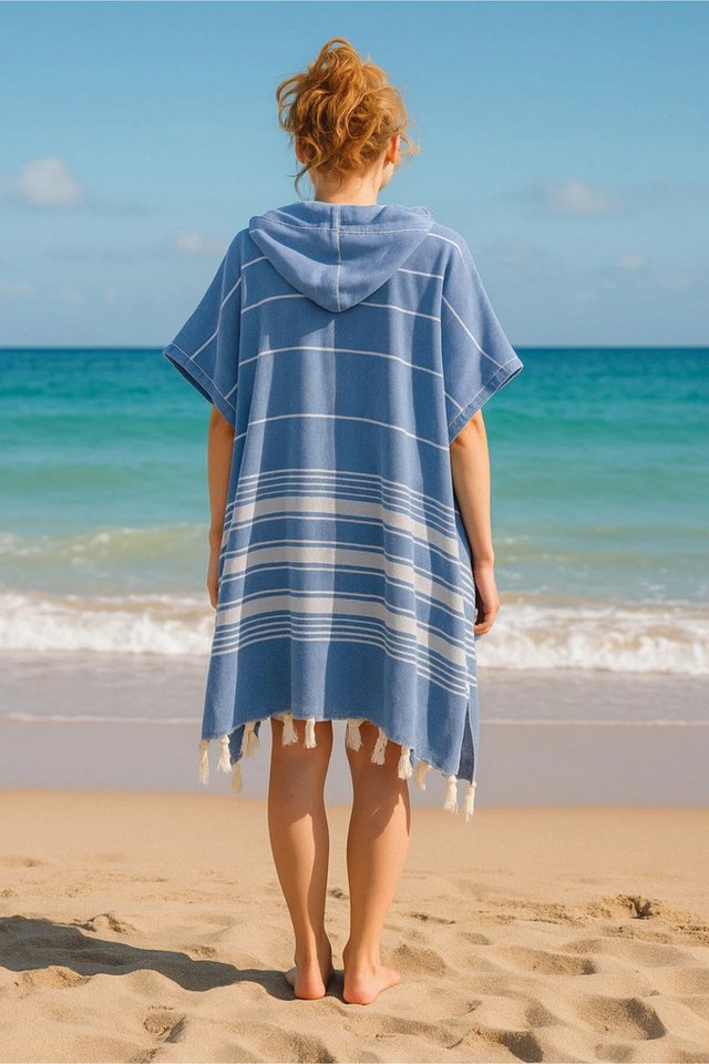 Formeya Bademantel Strandponcho Bademantel, Pestemal Poncho aus Baumwolle & Saunatuch – Bild 2 von 5