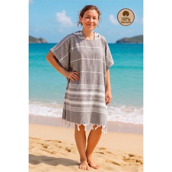 Formeya Bademantel Strandponcho Bademantel, Pestemal Poncho aus Baumwolle & Saunatuch