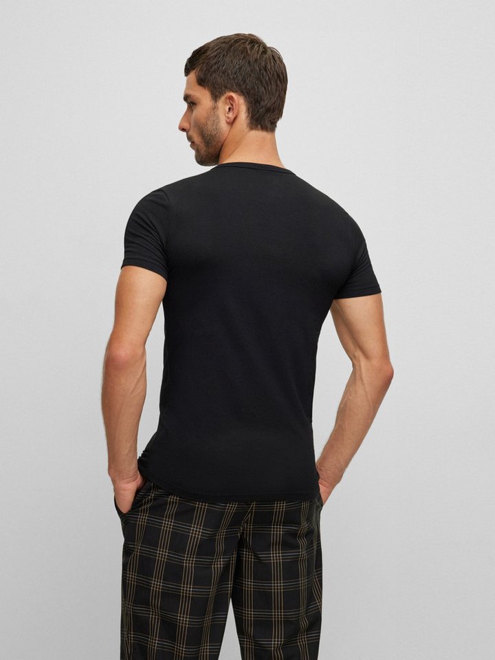 BOSS Formslip BOSS Men Black schwarz,Basic,Baumwolle,Unifarben,Rundhals,Kurz,Regular Fit – Bild 3 von 4