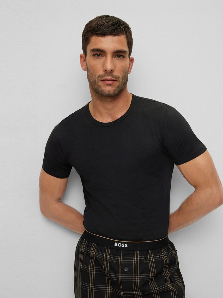 BOSS Formslip BOSS Men Black schwarz,Basic,Baumwolle,Unifarben,Rundhals,Kurz,Regular Fit – Bild 4 von 4