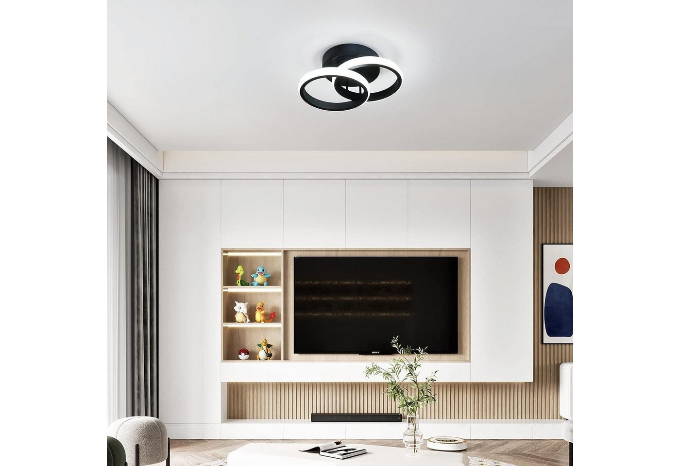 Forrlite Deckenleuchten LED Dimmbar Deckenleuchte 3-Farbige Decken-Lampe, LED fest integriert, Warmweiß, Neutralweiß, Kaltweiß, Wohnzimmer Flur Eingang – Bild 2 von 5
