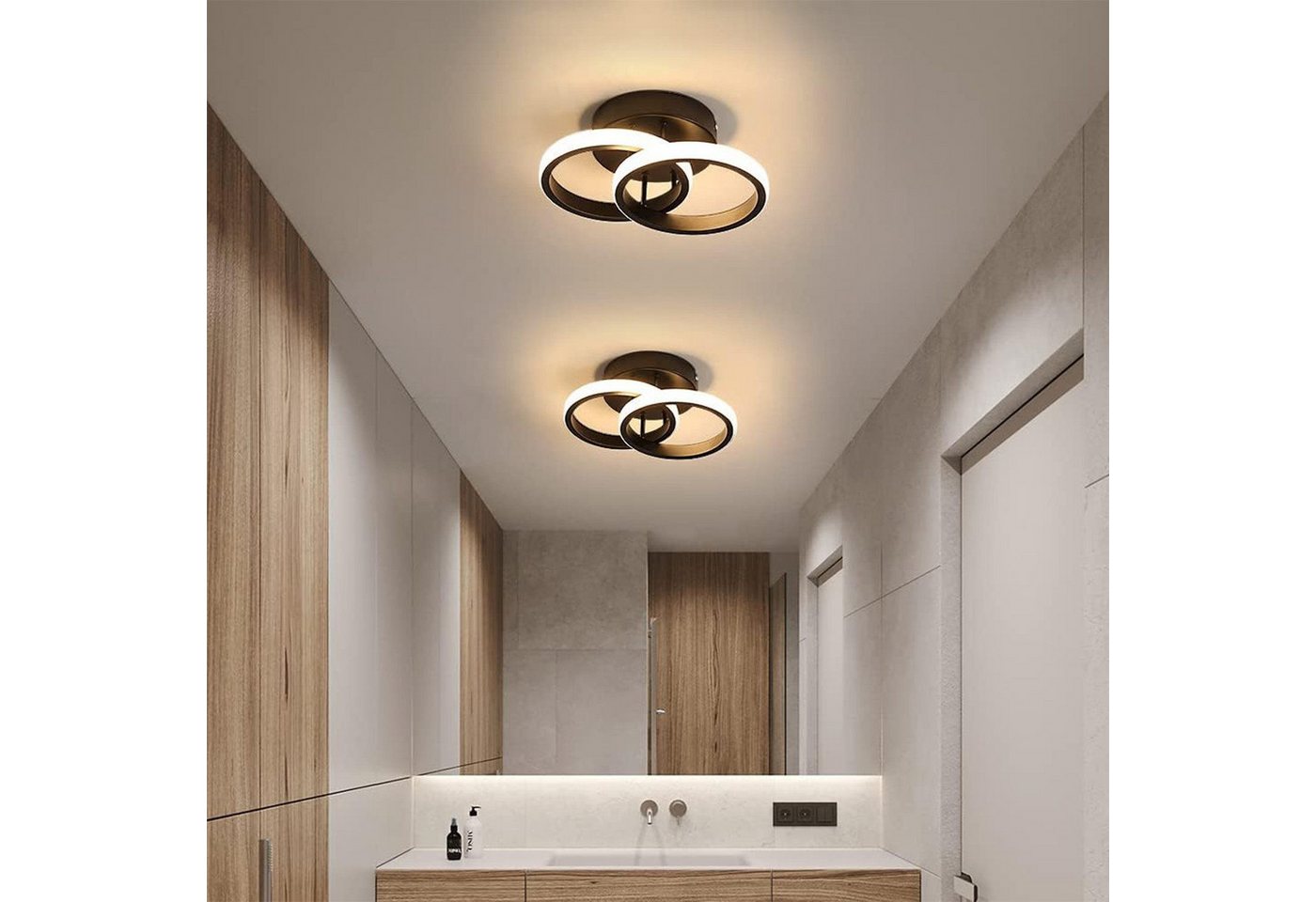 Forrlite Deckenleuchten LED Dimmbar Deckenleuchte 3-Farbige Decken-Lampe, LED fest integriert, Warmweiß, Neutralweiß, Kaltweiß, Wohnzimmer Flur Eingang – Bild 3 von 5