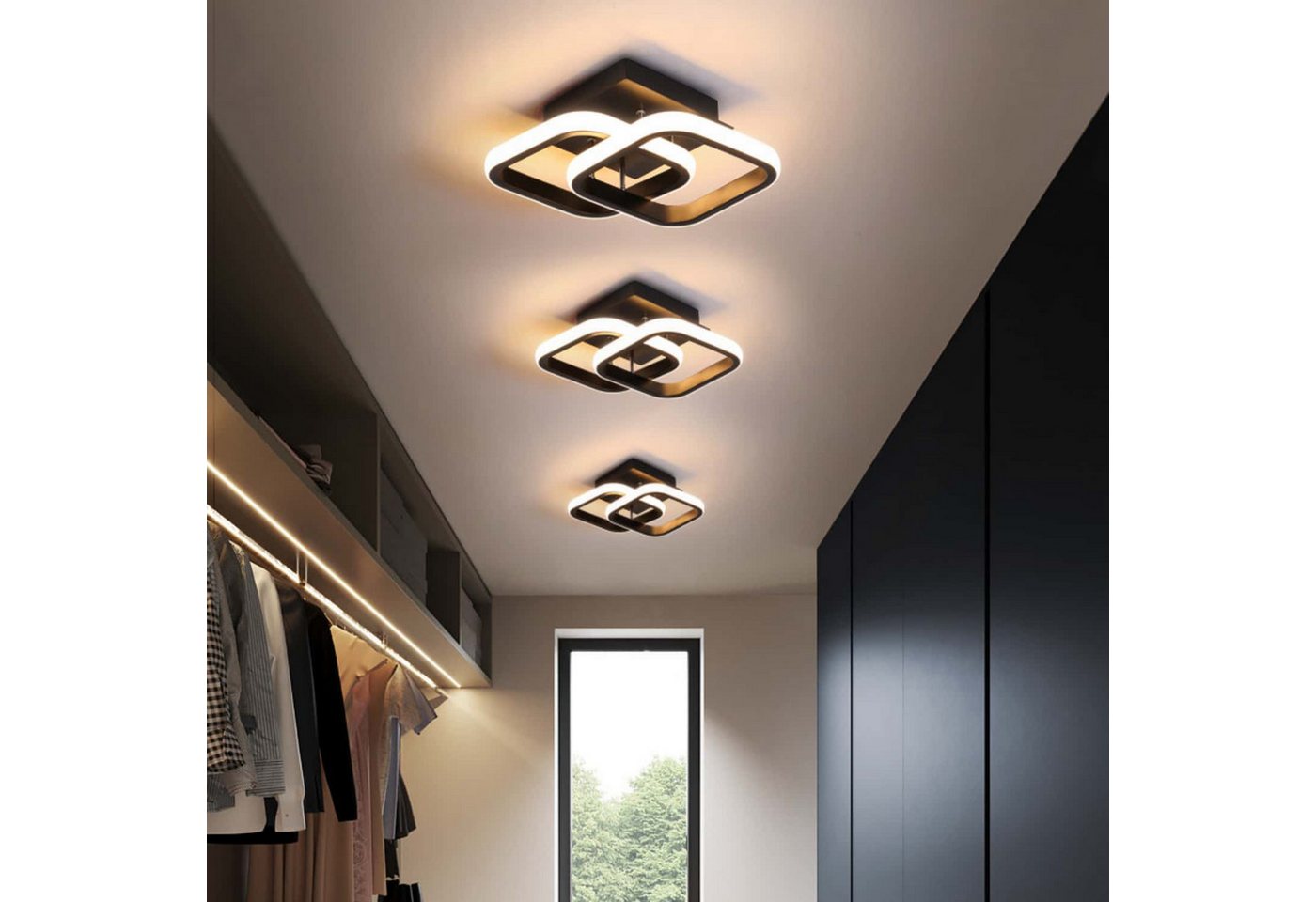 Forrlite Deckenleuchten LED Dimmbar Deckenleuchte 3-Farbige Decken-Lampe, LED fest integriert, Warmweiß, Neutralweiß, Kaltweiß, Wohnzimmer Flur Eingang – Bild 3 von 5
