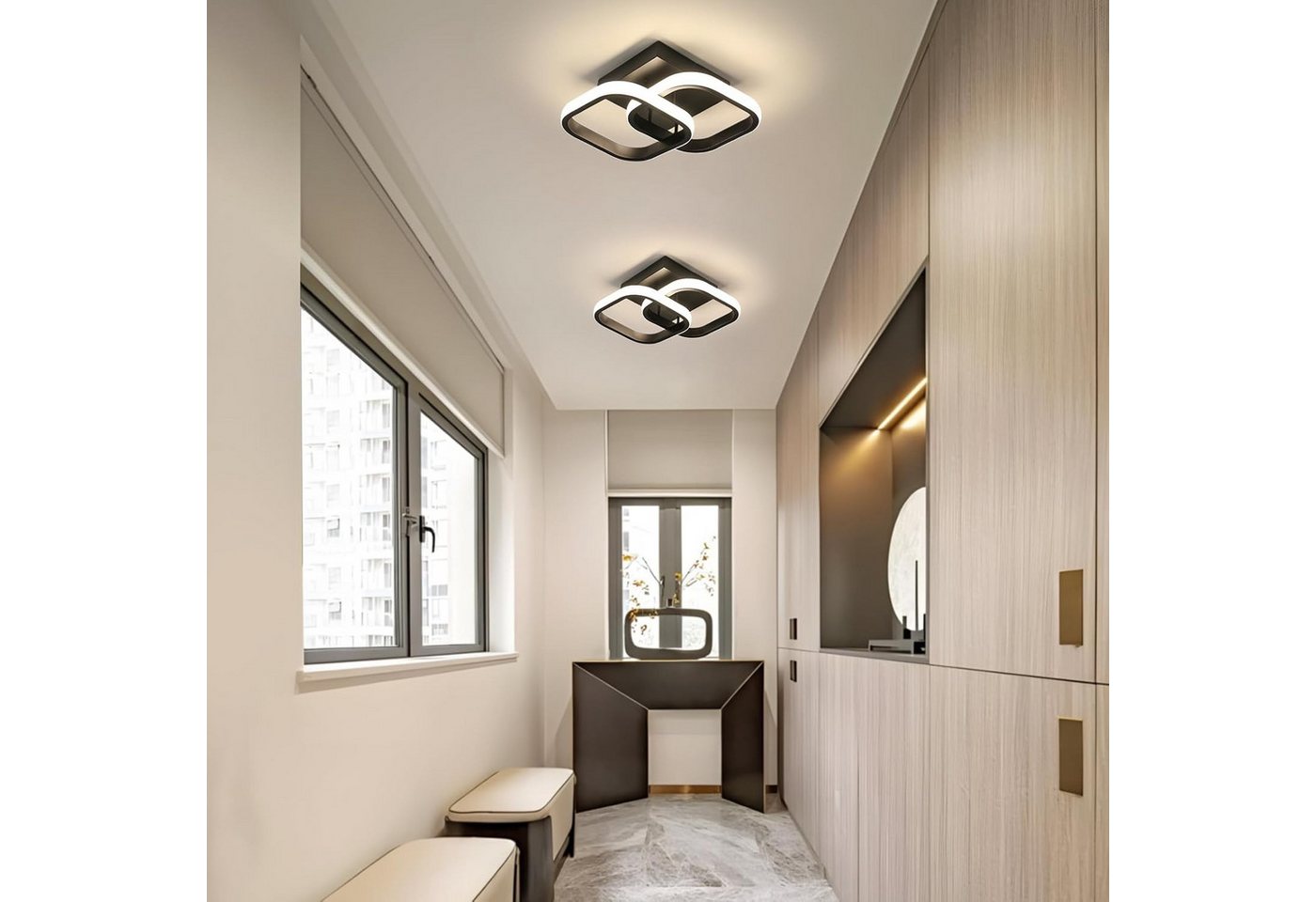Forrlite Deckenleuchten LED Dimmbar Deckenleuchte 3-Farbige Decken-Lampe, LED fest integriert, Warmweiß, Neutralweiß, Kaltweiß, Wohnzimmer Flur Eingang – Bild 4 von 5