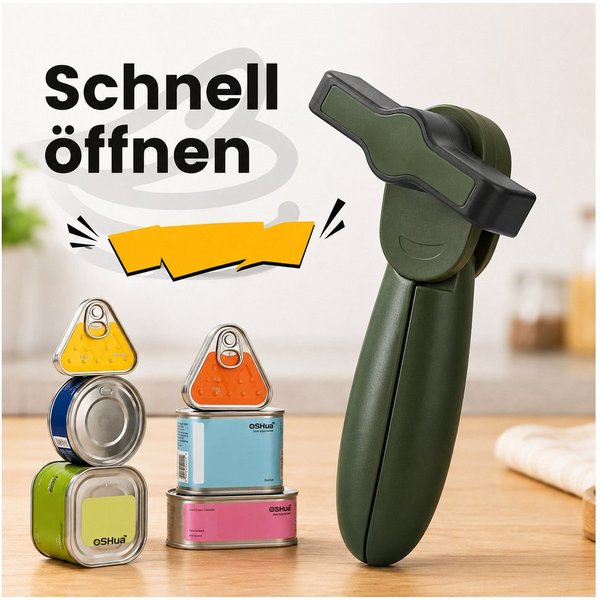 Forrlite Dosenöffner Multifunktionaler manueller Dosenöffner, kompakter, ergonomischer Dosen- und Flaschenöffner mit rutschfestem Griff