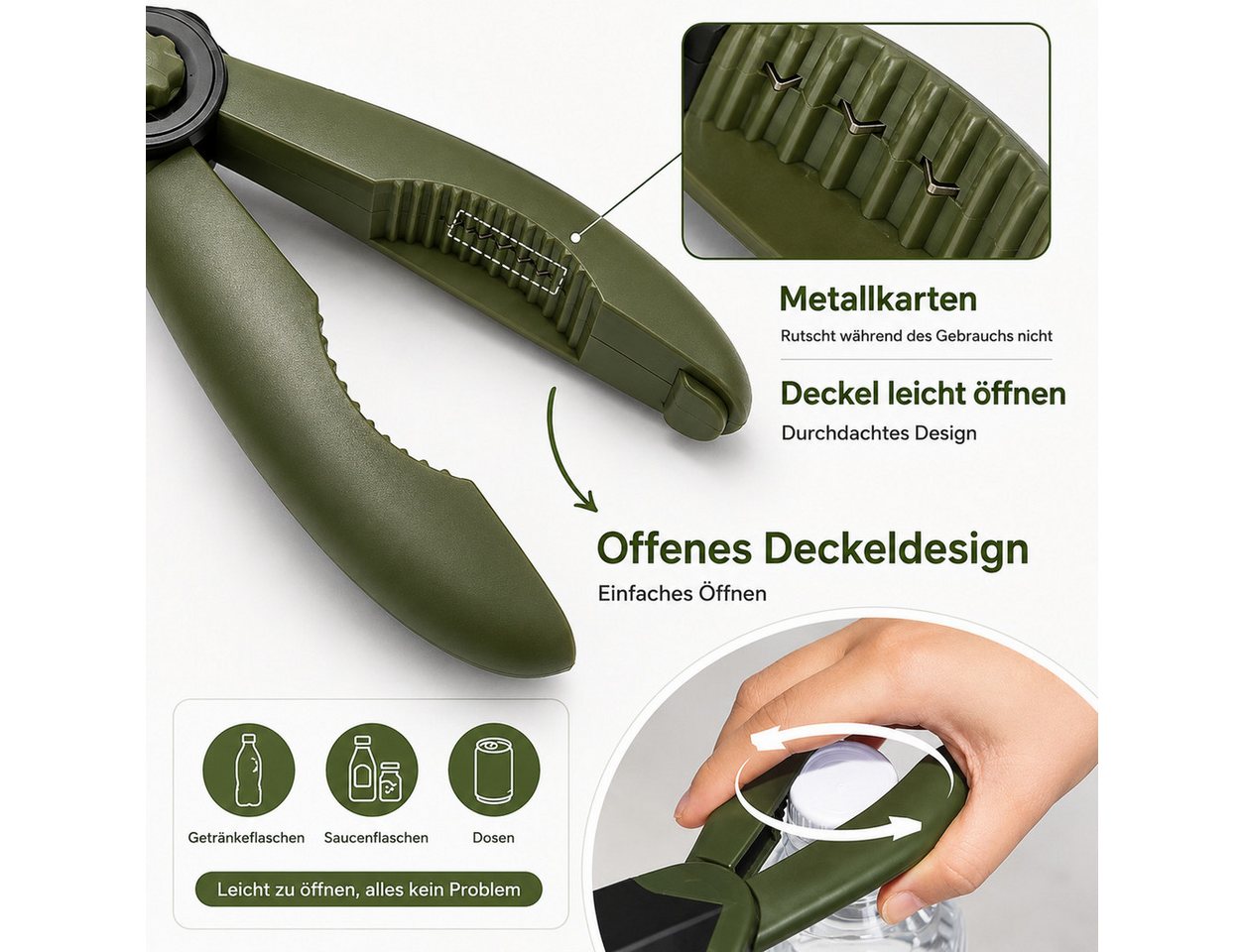 Forrlite Dosenöffner Multifunktionaler manueller Dosenöffner, kompakter, ergonomischer Dosen- und Flaschenöffner mit rutschfestem Griff – Bild 3 von 5