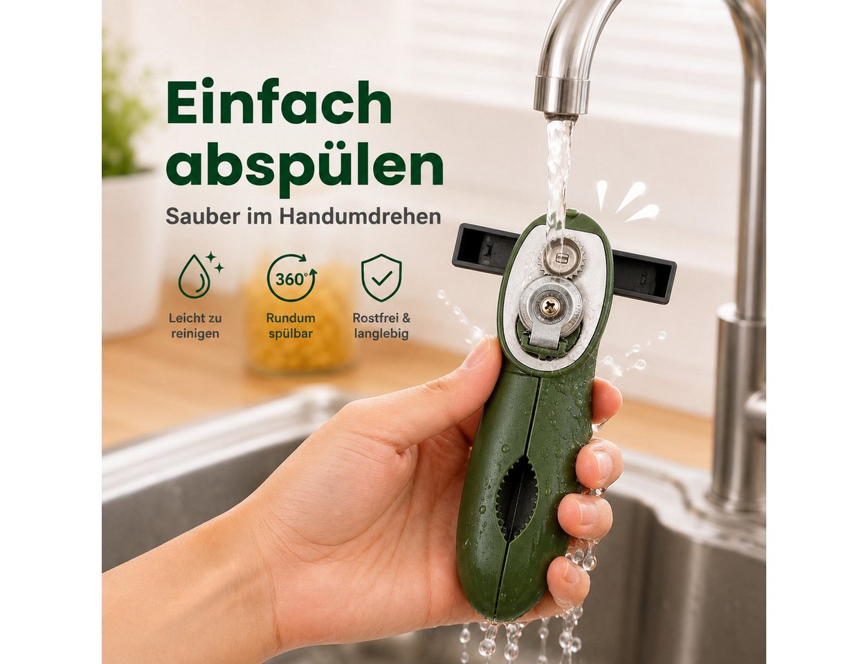 Forrlite Dosenöffner Multifunktionaler manueller Dosenöffner, kompakter, ergonomischer Dosen- und Flaschenöffner mit rutschfestem Griff – Bild 4 von 5