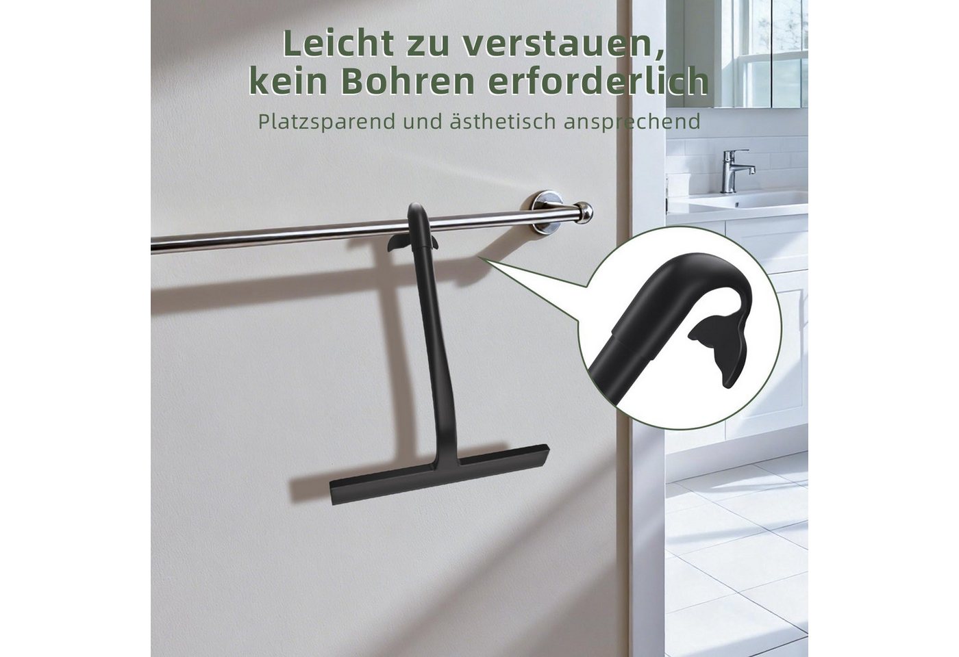 Forrlite Duschabzieher Duschabzieher Silikon 23 cm, rutschfest, für Glas, Spiegel & Fliesen, (Duschabzieher für Duschwand, Silikon Abzieher Dusche, mit integrie – Bild 3 von 5