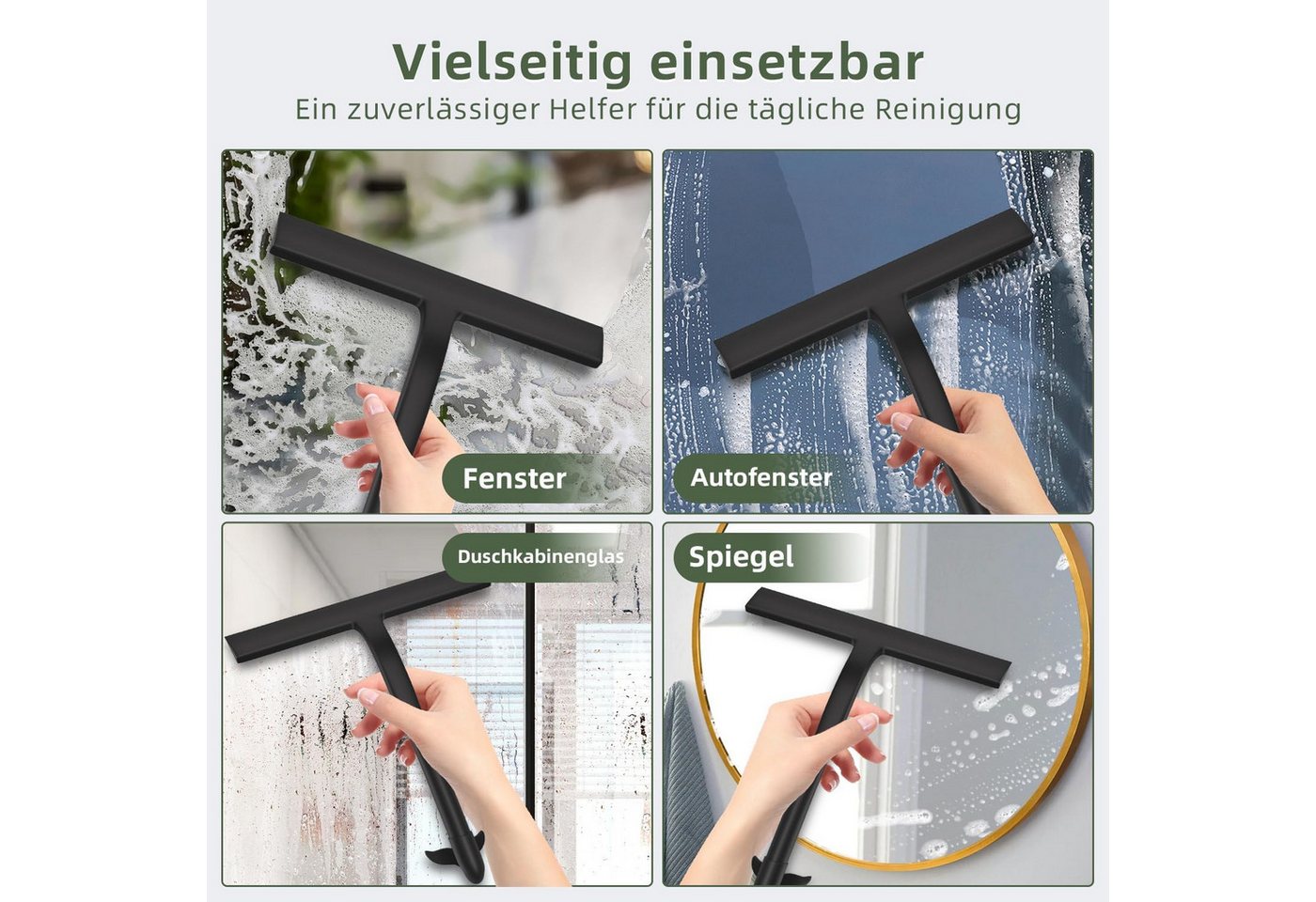 Forrlite Duschabzieher Duschabzieher Silikon 23 cm, rutschfest, für Glas, Spiegel & Fliesen, (Duschabzieher für Duschwand, Silikon Abzieher Dusche, mit integrie – Bild 4 von 5