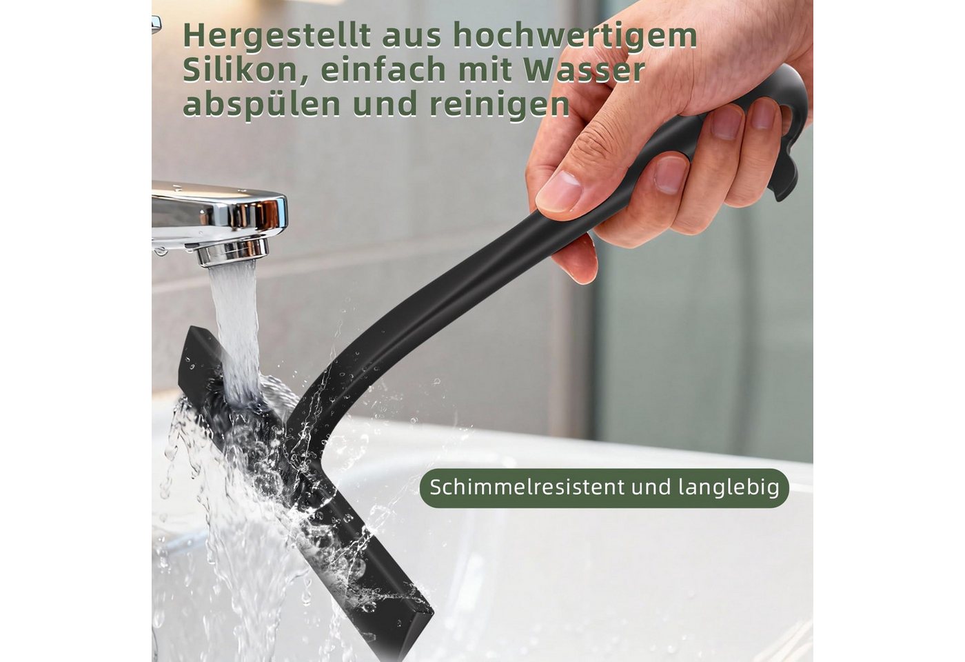Forrlite Duschabzieher Duschabzieher Silikon 23 cm, rutschfest, für Glas, Spiegel & Fliesen, (Duschabzieher für Duschwand, Silikon Abzieher Dusche, mit integrie – Bild 5 von 5