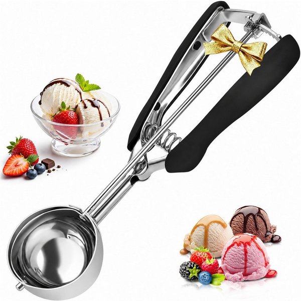 Forrlite Eisportionierer Eisportionierer mit Auslöser(23x5cm),304 Edelstahl,spülmaschinenfest, PoliertIdeal für Eiscreme, Melonenkugeln,Kartoffelpüree und Kekst