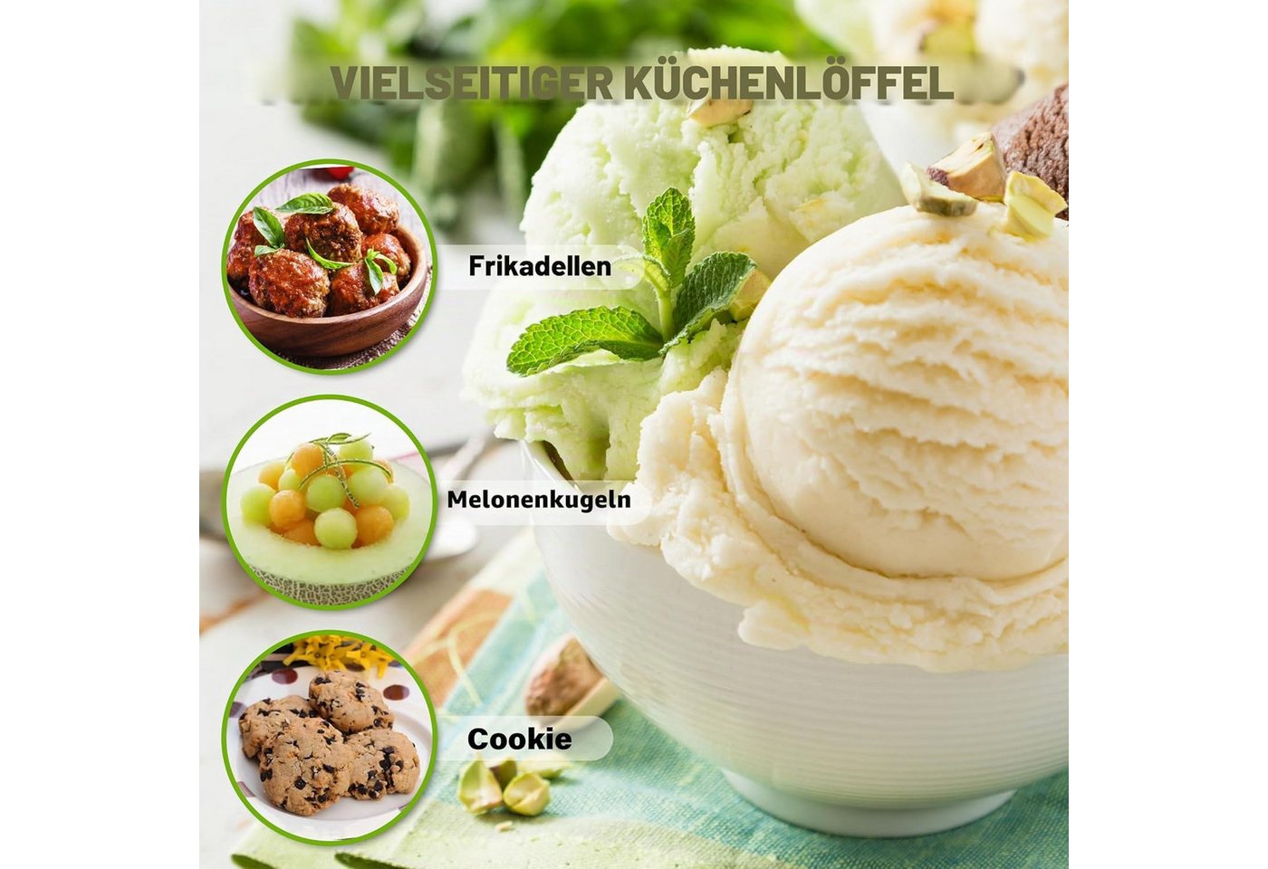Forrlite Eisportionierer Eisportionierer mit Auslöser(23x5cm),304 Edelstahl,spülmaschinenfest, PoliertIdeal für Eiscreme, Melonenkugeln,Kartoffelpüree und Kekst – Bild 2 von 5