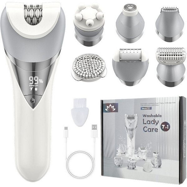 Forrlite Epilierer Epilierer Damen,6-in-1 Epilierer für Damen Kabelloser, Nass und Trocken-Gesichtsepilierer mit Peelingbürste,Reinigungsbürste,Massagekopf IPX7