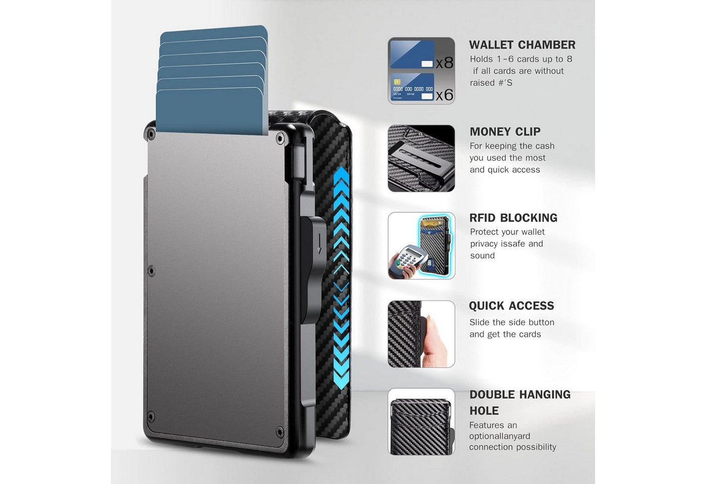 Forrlite Geldbörse Geldbeutel Herren Slim Wallet mit RFID-Schutz (Premium Leder Portemonnaie Herren mit Münzfach, Tragbar und, Langlebig Brieftasche Herren), Mi – Bild 2 von 5