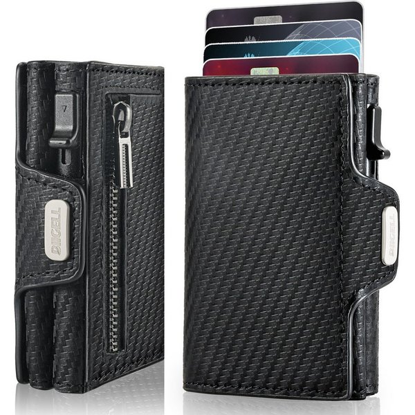 Forrlite Geldbörse Slim Wallet, Portemonnaie Herren klein, Carbon Geldbörse Herren (Geldbeutel Herren Karten, Portmonee Herren, Kartenetui Herren, RFID Schutz M