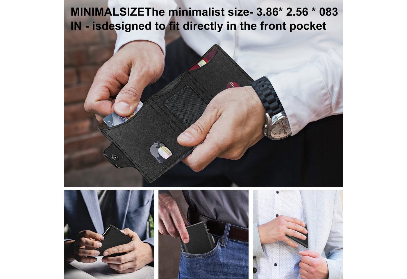 Forrlite Geldbörse Slim Wallet, Portemonnaie Herren klein, Carbon Geldbörse Herren (Geldbeutel Herren Karten, Portmonee Herren, Kartenetui Herren, RFID Schutz M – Bild 5 von 5
