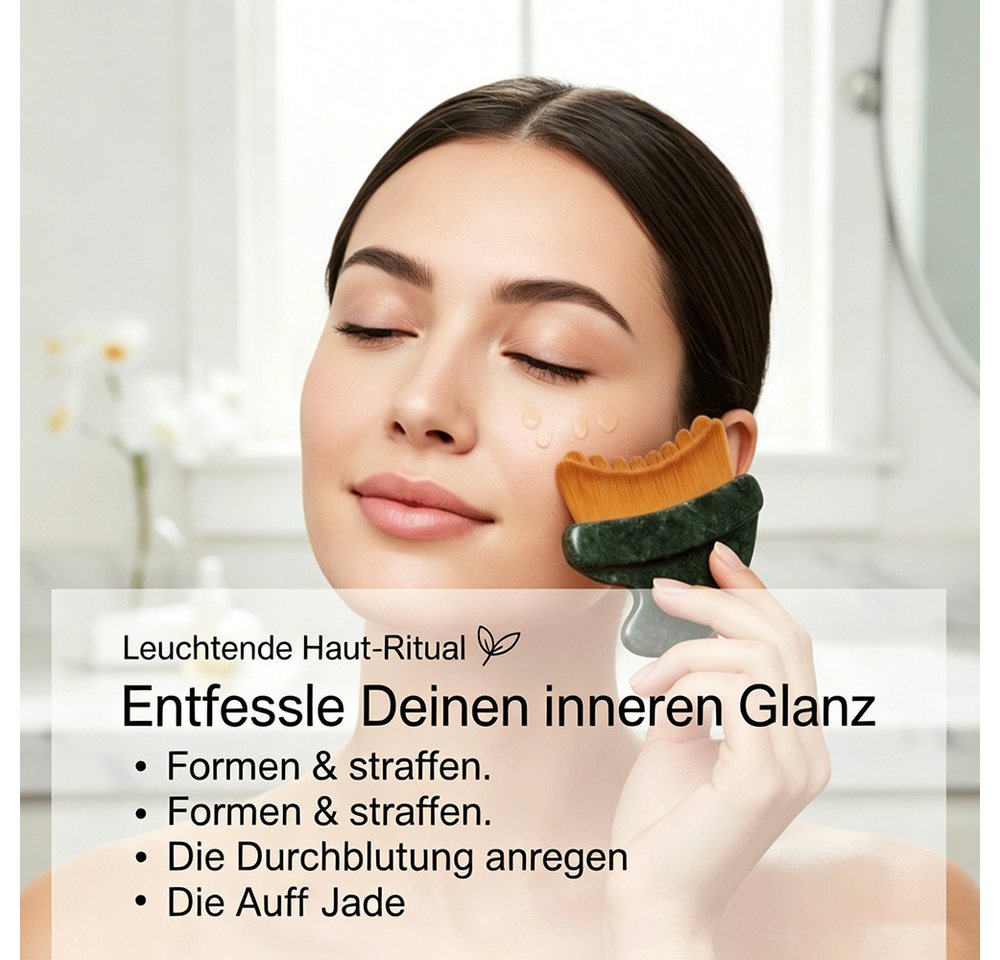 Forrlite Gesichtsmassagegerät Gua Sha Stein Gesichtsmassagegerät 2 in 1 mit Gesichtsbürste, Lymphbürste Gesicht für Massage und Gua Sha Pflege, Gesichtsroller A – Bild 4 von 5