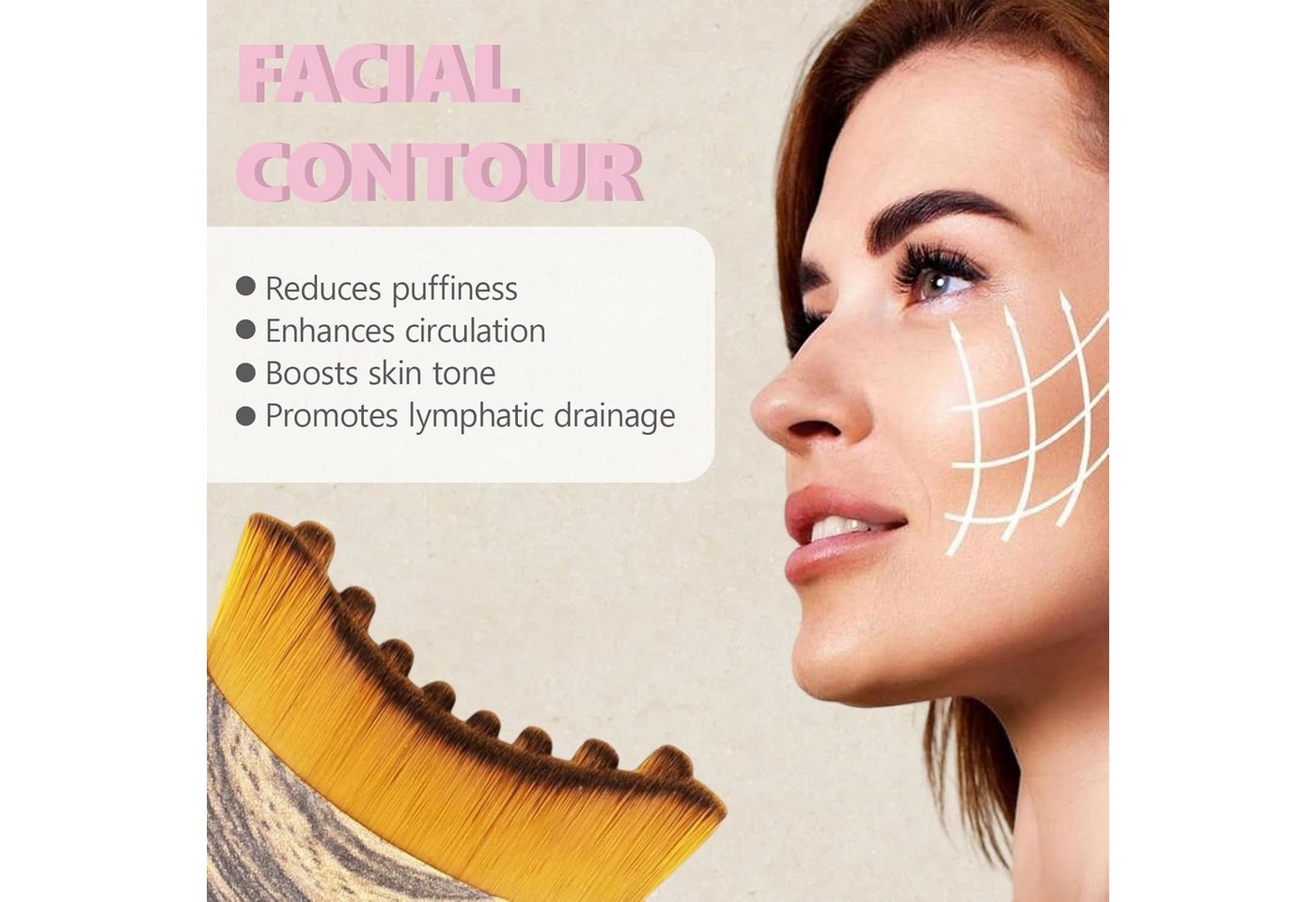Forrlite Gesichtsmassagegerät Lymphatic Contour Face Brush, Gesichts Lymphdrainage Massagegerät, Ergonomisch Gestaltet, Um Sich Genau An Die Haut Anzupassen – Bild 3 von 5