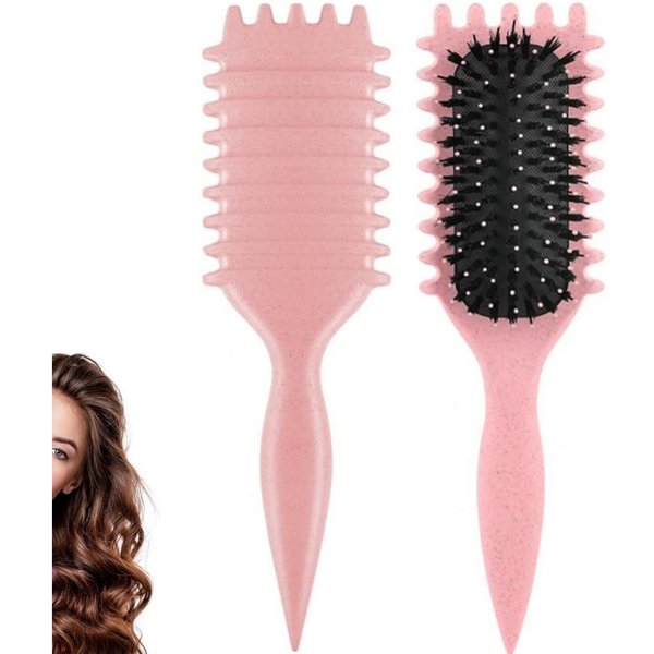 Forrlite Haarbürsten-Set Curl Hair Brush, Lockenbürste,Curl Define Styling Brush, Curl Define Stylingbürste,Wildschweinborsten Haarbürste,Haarbürste zum Entwirr