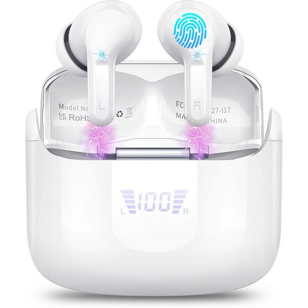 Forrlite In Ear Kopfhörer,Bluetooth Kopfhörer,2026 Kopfhörer Kabellos In-Ear-Kopfhörer (4 ENC Noise Cancelling Mics, IP-X7 Wasserdicht Headphones Sport, 3g USB-