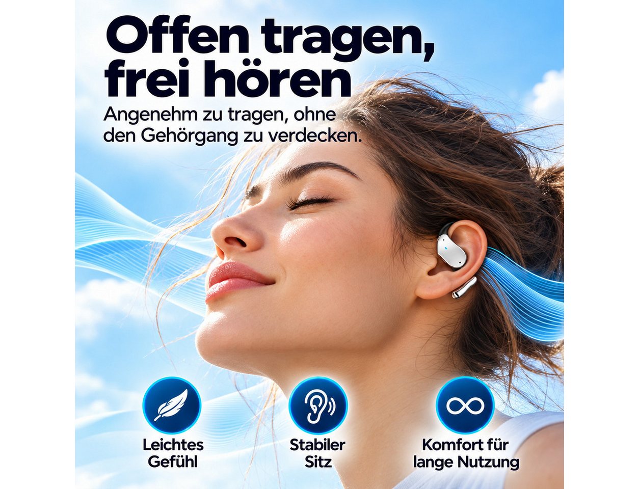 Forrlite In Ear Ohrhörer, Sprachübersetzer Kopfhörer AI Übersetzungskopfhörer Open-Ear-Kopfhörer (3-in-1 Sprachübersetzer Kopfhörer, Bluetooth 5.4 Sport-Kopfhör – Bild 3 von 5