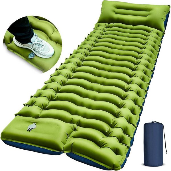 Forrlite Isomatte Camping, Ultraleicht Camping Luftmatratze mit Fußpumpe & Kissen, (Aufblasbare Matratze Kompakte und Leichte, Campingmatte für Wandern Strand O