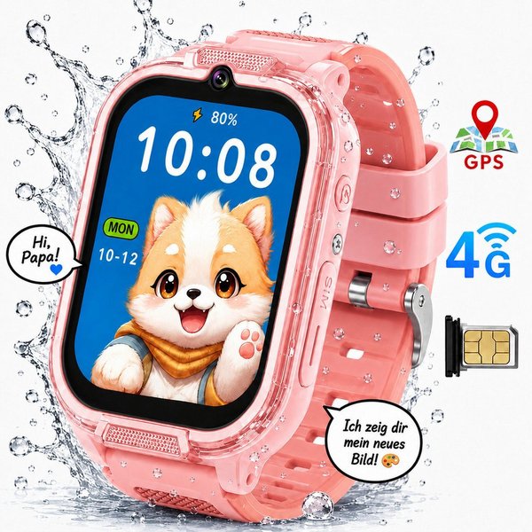 Forrlite Kinderuhr Smartwatch Kinder mit GPS und 4G, Installierbare APP Smartwatch (Smartwatch cm) (1,83 Zoll), 1,83"", 8GB, GPS+LES, 4G-LTE, IP67, SOS, Bluetoo