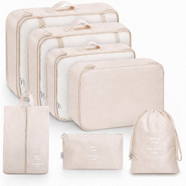 Forrlite Kofferorganizer Kofferorganizer 7-teiliges Set, Packing Cubes, Reise Packtaschen (Kofferorganizer Koffer Organizer Set 7-teiliges, Packing Cubes, Reise