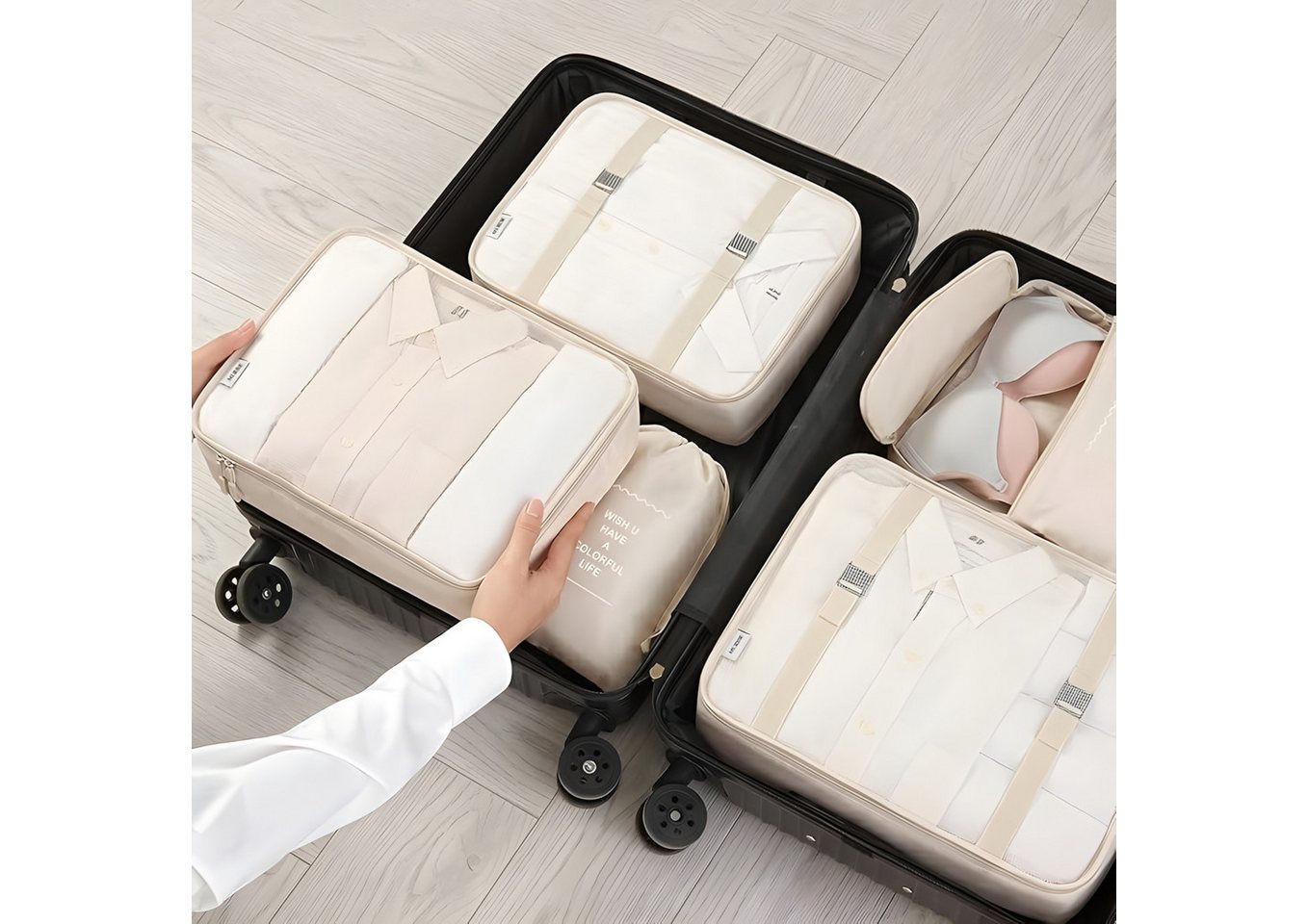 Forrlite Kofferorganizer Kofferorganizer 7-teiliges Set, Packing Cubes, Reise Packtaschen (Kofferorganizer Koffer Organizer Set 7-teiliges, Packing Cubes, Reise – Bild 2 von 5
